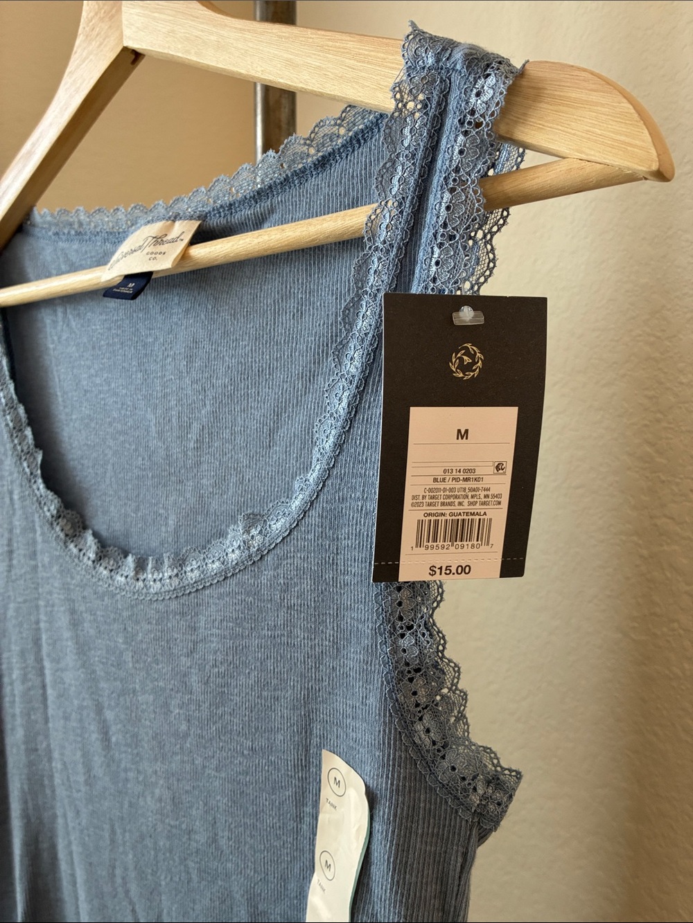 Universal Thread sz M Rib Lace Tank Top New With Tags Lettuce Edge Feminine - Picture 2 of 4